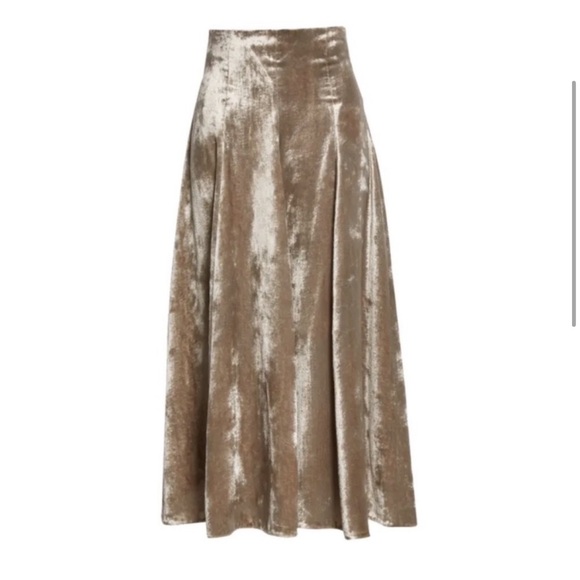 VINCE velvet purl edge paneled slip skirt in oak stone Size:6 STYLE V800430749 - Picture 3 of 16